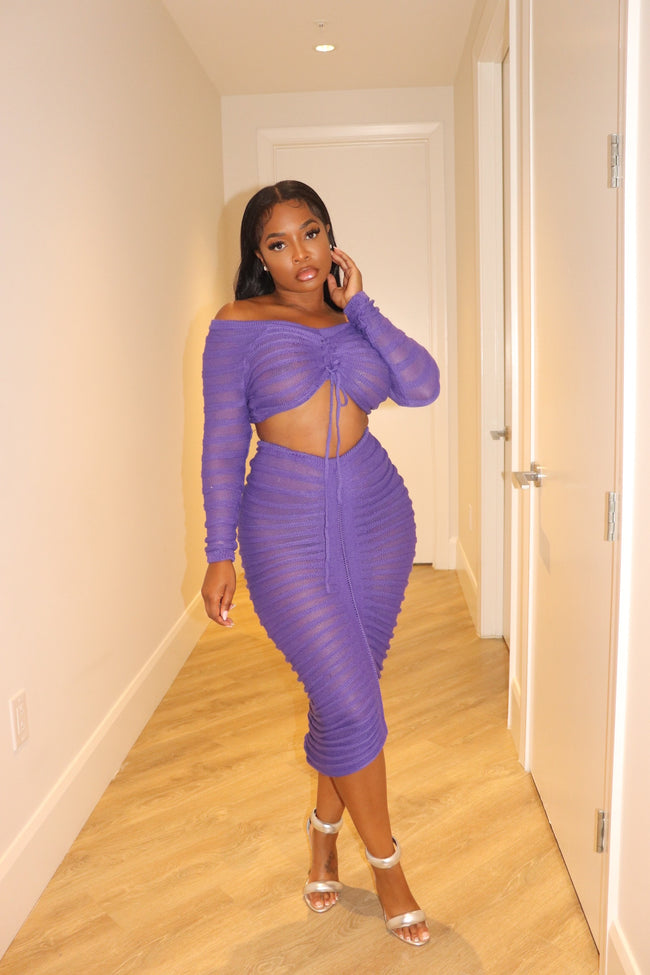 Purple illusion skirt set