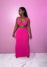 Pink textured skirt set