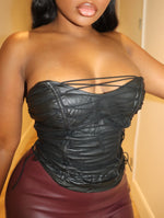 Black laced leather feel corset