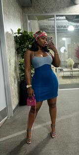 2 tone denim mini