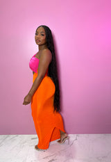 One shoulder cut out midi