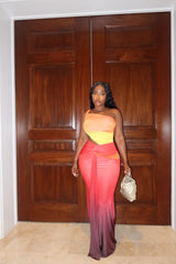 Sunset cut out drape dress