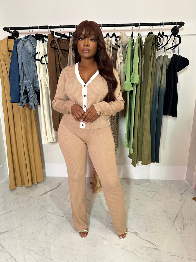 Nude and cream pant set