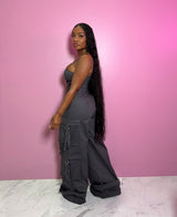 Charcoal ultra cargo jumpsuit