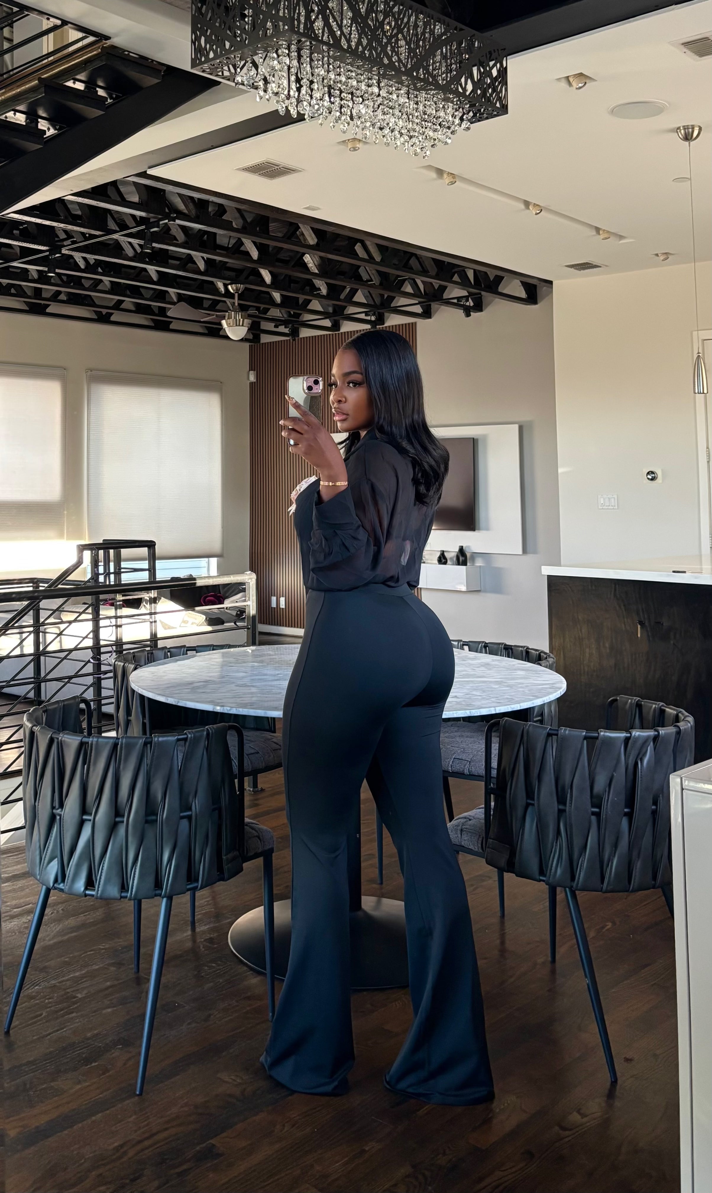 Black Chiffon Pant Set