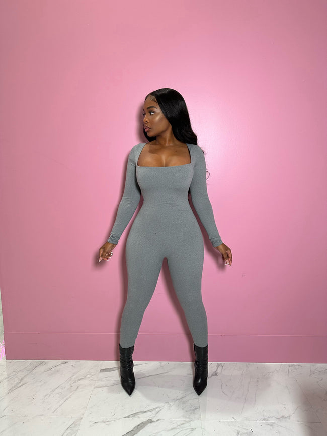 Gray double lined jumpsuit