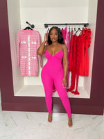 Pink ribbed jumpsuit