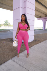 Pink mesh pant set