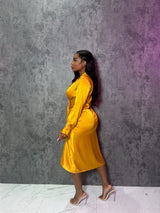 Marigold Satin Tie Dress