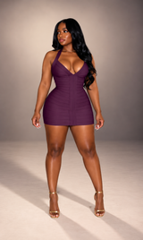 Purple mini bandage dress
