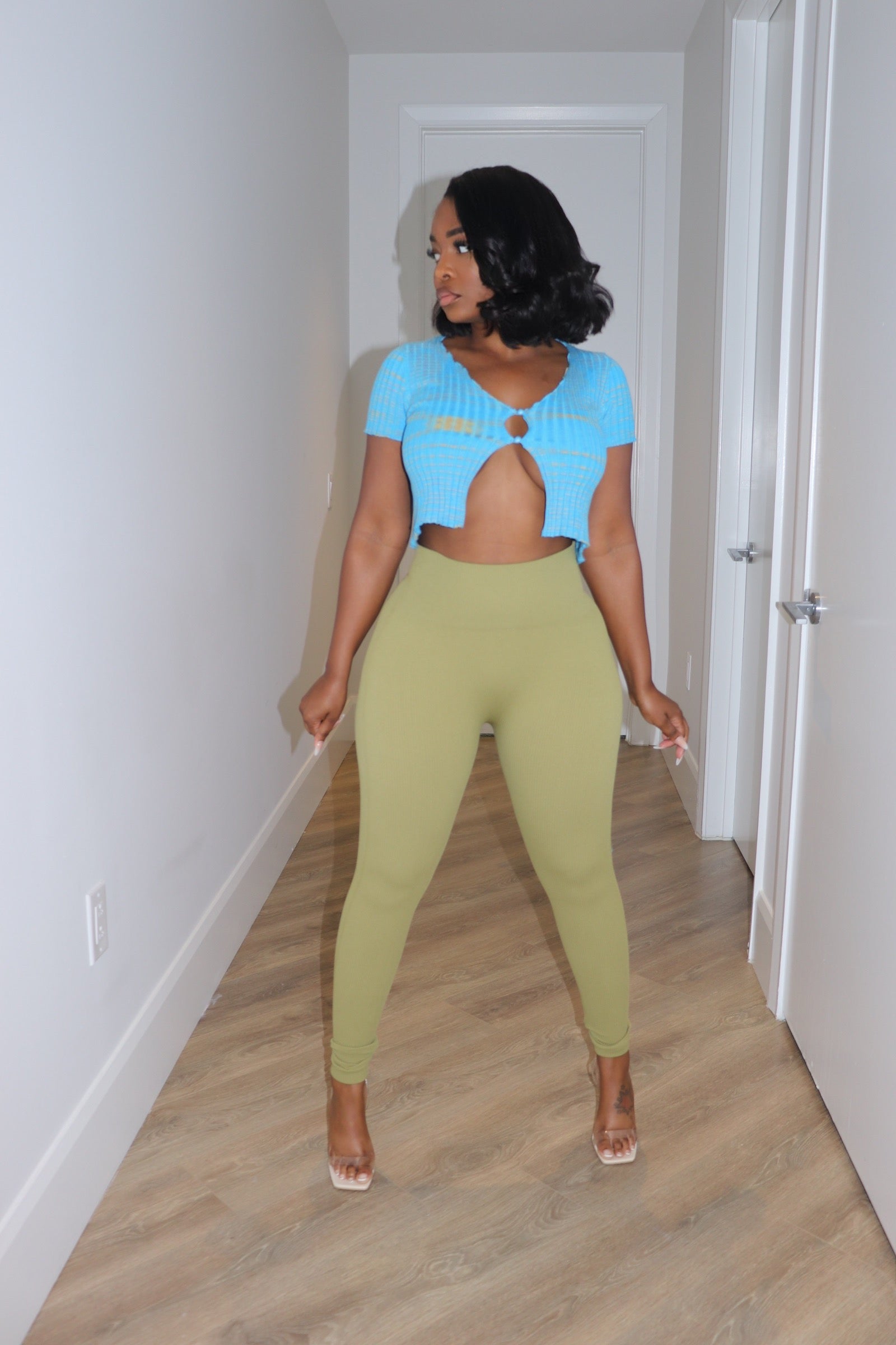 Blue 2 button knit top - Shop Luxe Life Boutique