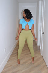 Blue 2 button knit top - Shop Luxe Life Boutique