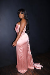 Blush satin drape grown - Shop Luxe Life Boutique