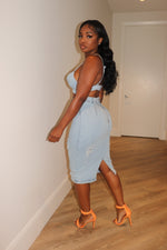 Distressed Denim skirt set
