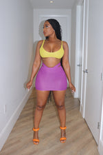 Gold and purple skirt set