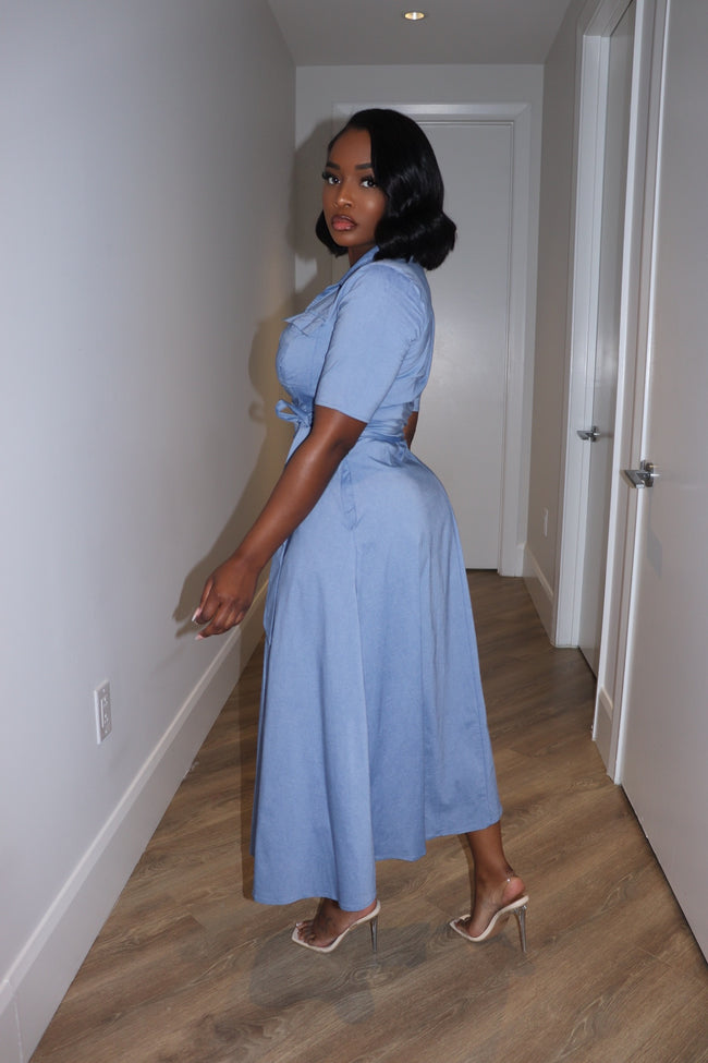 Denim wrap dress