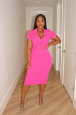 Pink collar knit dress