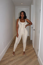 Cream knit Panel jumpsuit