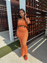 Orange Crochet Maxi Skirt set