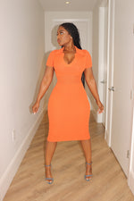 Orange collar knit dress