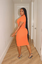 Orange collar knit dress