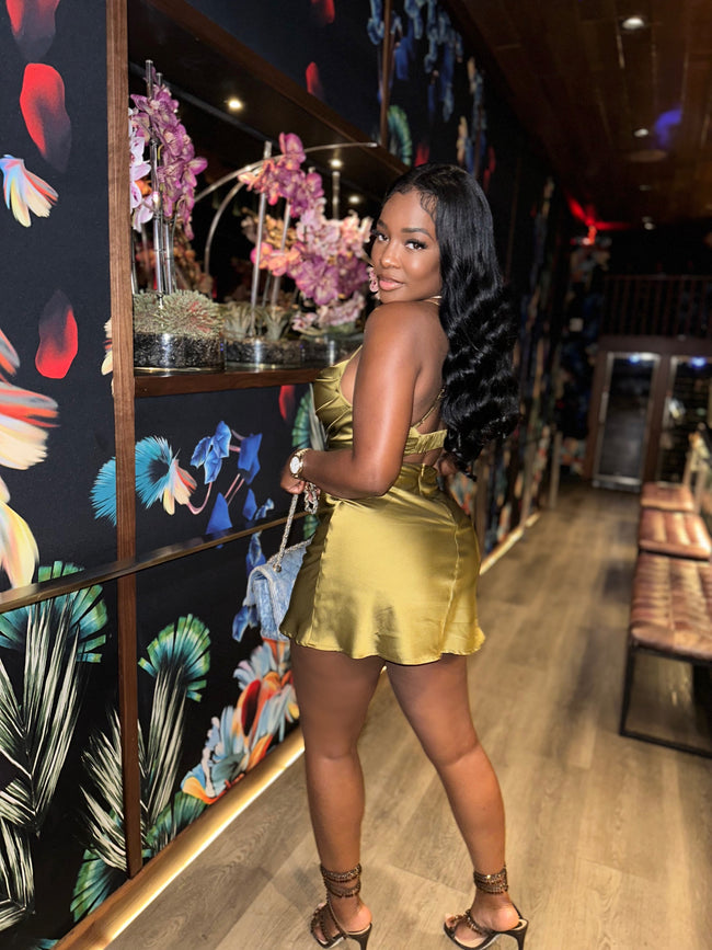 Olive satin miami mini