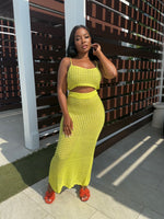 Lime Crochet Maxi Skirt set