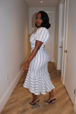 Pinstripe mermaid dress