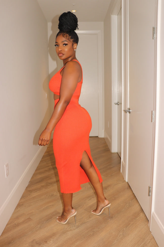 Orange Mia midi skirt set