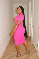 Pink collar knit dress