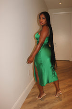 Green Satin Slip Dress