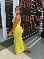 Lime Crochet Maxi Skirt set