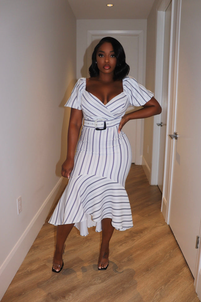 Pinstripe mermaid dress