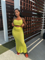 Lime Crochet Maxi Skirt set