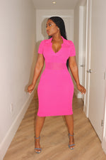 Pink collar knit dress