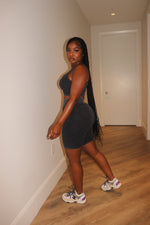 Black washed biker short set