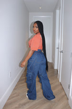 Dark denim cargos