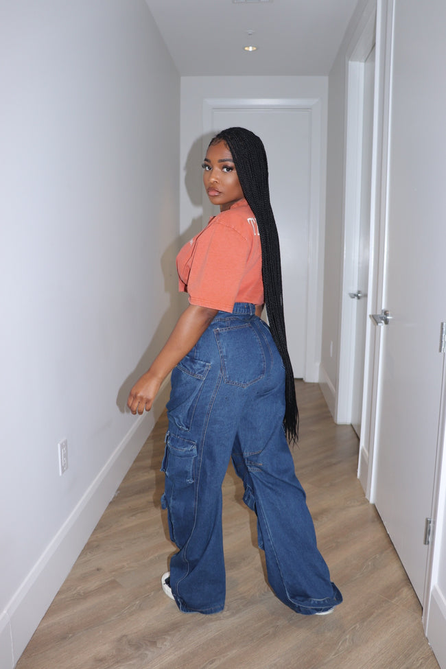 Dark denim cargos