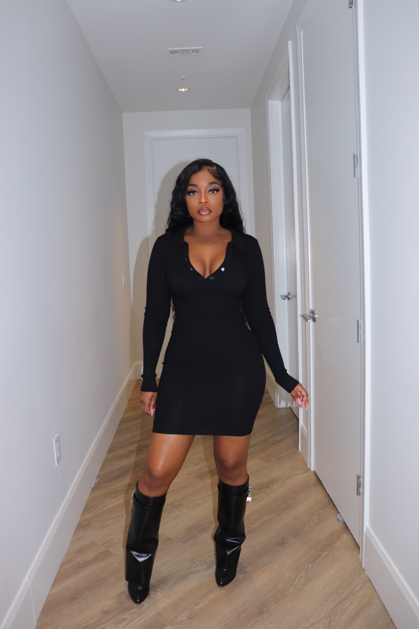 Collar Sweater Mini Dress M