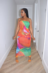 Orange Splash tube dress