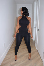 Mock neck cut out jumpsuit