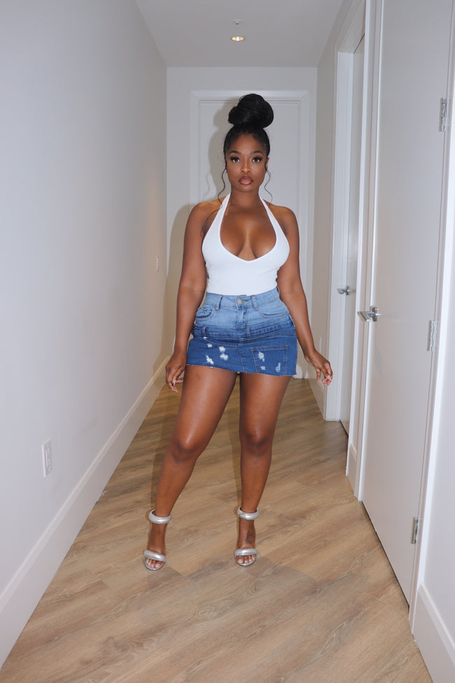 Double Denim mini skirt