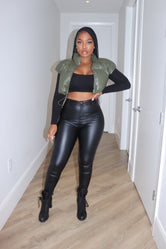Olive puff vest
