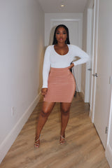 Nude midi skirt
