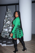 Green Houndstooth Skirt set