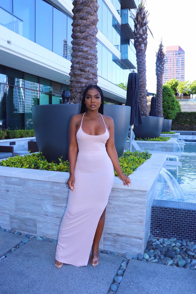 Tan Knit tied maxi