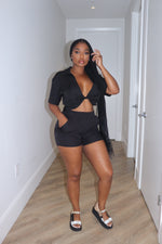 Black Twist top short set