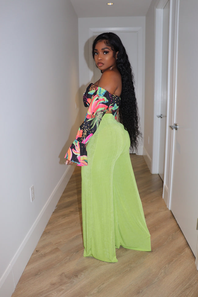 Lime wide leg pant