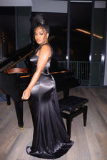 Satin and sheer gown