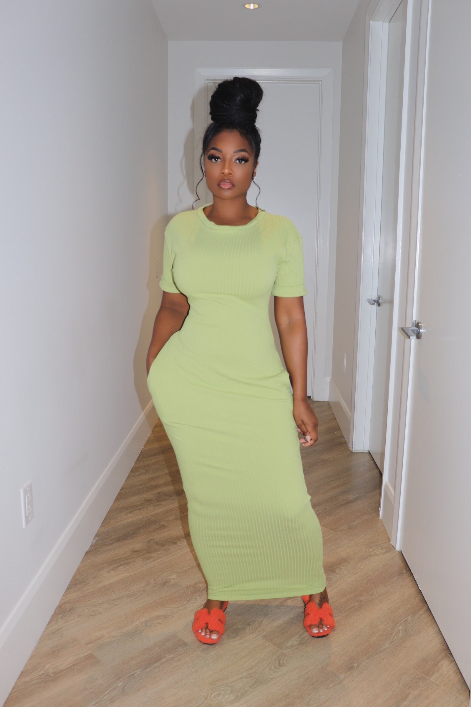 Sage pocket dress